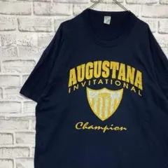 USA製90sヴィンテージTシャツ！シングルステッチ　ネイビー半袖古着XL 25