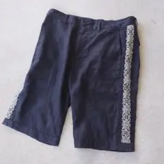 アーカイブ キューバシャツデザインハーフパンツ 麻 刺繍 古着