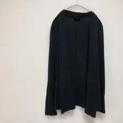 【JKLA】ブラック 長袖 カーディガン 薄手 オープンフロント M-L 相当