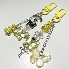 10/1値上げビーズキーホルダーコレクトブックkpopイエロー黄色蝶くまy2k