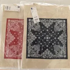 【新品】バンダナ柄トートバッグ エコバッグ赤・ネイビー　２枚セット