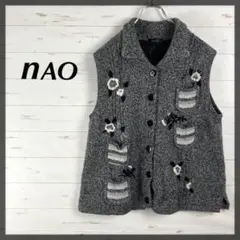 アンゴラ混 ウールニット 花刺繍 ニットベスト