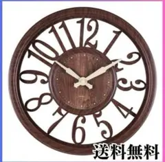 ラス1★【新品・未使用】壁掛け時計 北欧 おしゃれ 木目調 静音 ブラウン