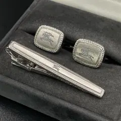 3点セット　オールド　バーバリー　カフス　ネクタイピン　ホースロゴ　シルバー