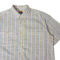 Vintage【オールコットン】ヴィンテージ 90s 織柄 ストライプ半袖シャツ