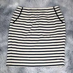 BMingLifeStore【M】スカート　ホワイト　ネイビー　ボーダー