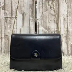 美品 ディオール チェーンショルダーバッグ トロッター金具 ポシェット ネイビー