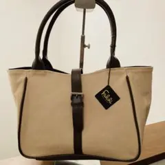 未使用Falchi studio NEW YORK ハンドバッグ キャンパス 革