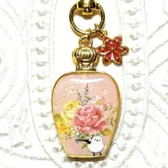 シマエナガ レジン チャーム ✱ 香水瓶風 薔薇