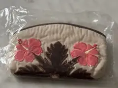 値下げ！ハワイ お土産 ハイビスカス 刺繍ポーチ 半月型