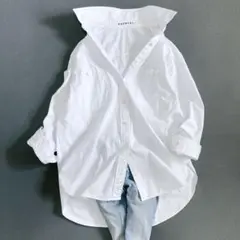 美品 シーナリー コットンリネンBIGシャツ ホワイト 長袖