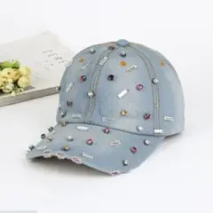 新品☆安心のメルカリ便☆デニム☆キャップ☆CZダイヤ☆女子力高め☆ オルチャン☆
