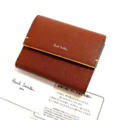 新品ポールスミス 三つ折り財布 ブリック レザー BPW655 コンパクト 牛革