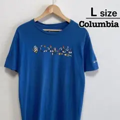 Columbia PFG　Tシャツ　L　ブルー　青　プリント　ロゴ　USA古着