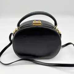 《外側美品》 GUCCI グッチ ボックスカーフ バニティ 丸型 レディロック