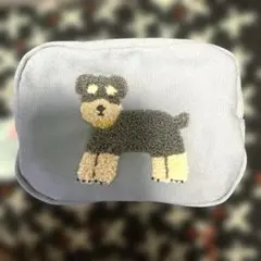 ミニチュアシュナウザー 刺繍ポーチ 新品タグ付