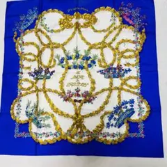 美品!エルメス スカーフ カレ90 春の祭典 シルク ブルー 青