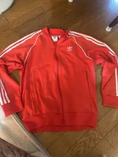 adidas レッド ジップアップジャージ M