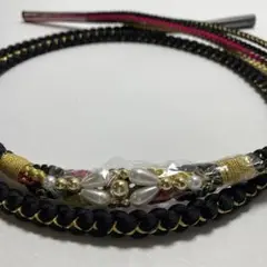 振袖用 正絹 帯締め 飾り付き 黒 新品 No.1142