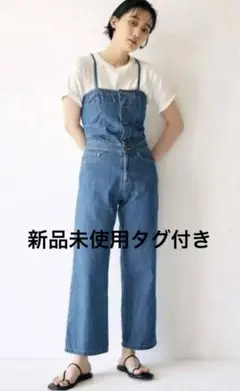 ungrid レースアップデニムサロペット