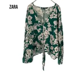 ZARAザラ　長袖薄手トップス　花柄　ドルマンスリーブ　個性的派手色　大きめL