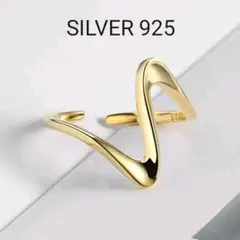 ビッグウェーブ リング ゴールド カラー 波 SILVER 925 レディース