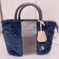 【新品】グレンチェックカートバッグ ゴルフバッグ ふわふわ 冬 ネイビー