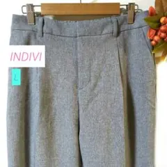 美品✨ インディヴィ ワールド テーパードパンツ ♡ L グレー ゴム タック
