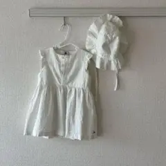 プチバトー PETIT BATEAU コットンホワイトワンピース / クロシェ
