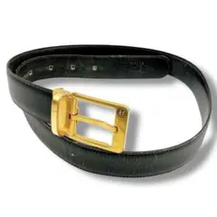 dunhill✨ダンヒル　ベルト　レザー　ブラック　ゴールド　メンズ　ロゴ刻印有
