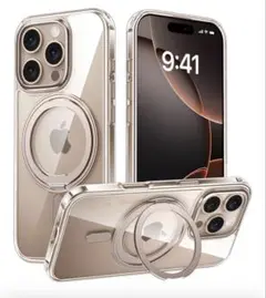 iPhone 16 Pro 用 MagSafe対応 ケース 360°回転　クリア