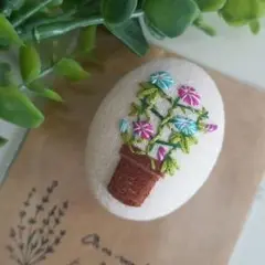 #901　あさがお　朝顔　刺繍ブローチ　ハンドメイド