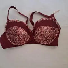 ワインレッド 花柄 ブラジャー C80