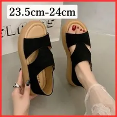 サンダル レディース 厚底 23.5 黒 歩きやすい マタニティ 体型カバー