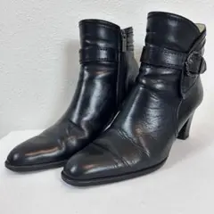 美品　リーガル　ショートブーツ　レザー　ヒール　サイドジップ　24cm 黒