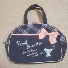 【美品】POMPONETTE ポンポネット　ハンドバッグ　ミントくん　ネイビー