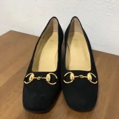 GUCCI ホースビット スエード ローヒール パンプス ブラウン レディース