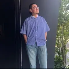 ラクスニーストライプバンドカラーシャツ