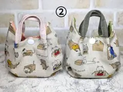小さいねこ型ポーチ(箱入りねこ柄)　2個セット　②
