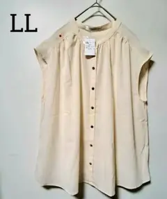 新品訳ありrejoir ノースリーブシャツ LL クリーム白