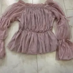 INGNI イング　袖リボンチュールオフショルブラウス　ピンク　スナイデル