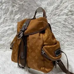 【美品】ラシット　リュック　ミニ　ブラウン　レザー　ナイロン　巾着　ロゴプレート