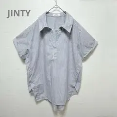 【JINTY】半袖ブラウス　ストライプ　大きめ　ゆったり　XL カジュアル