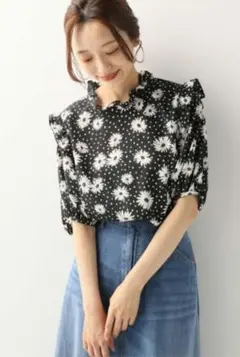 SLOBE IENA スローブイエナ マーガレットプリントフリルブラウス