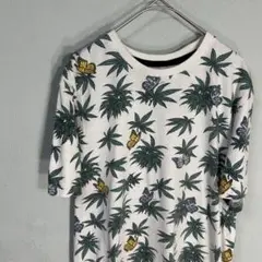 マリファナ tシャツ ガンジャ 大麻 tee 総柄 ナチュラル レトロ tee