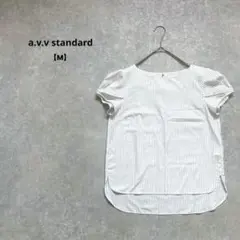 a1041＊a.v.v standard パフスリーブブラウス白【M】ストライプ