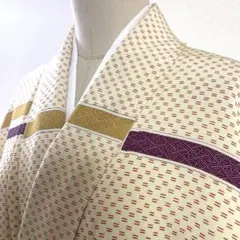 2m2006 着物 正絹 袷 小紋 黄色 赤 紫 柄物 和装
