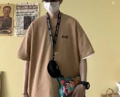 ビッグシルエット　ペイズリー 半袖 Tシャツ ベージュ L 綿