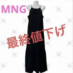 【MNG】マンゴ　ノースリーブロングワンピース　レディース　ブラック(黒) 無地