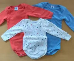 プチバトー長袖ボディ肌着3枚セット 60セット